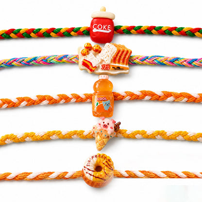 Sweett Snack Kids Beaded Rakhi Pack with Food Theme Charm (5 Pc)