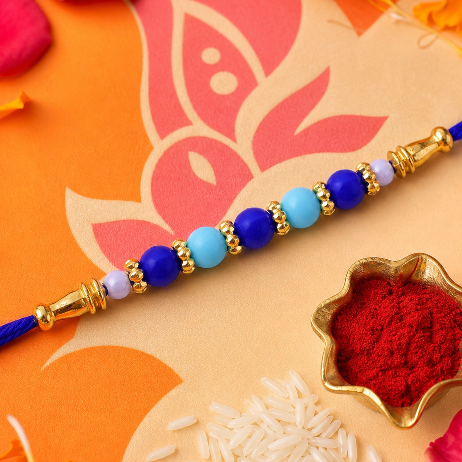Pearl Beaded Simple Traditional Rakhi with Elegant Festive Detail