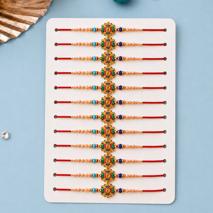 Premium Meenakari Crystal Multicolor Beads Designer Rakhi (12 Pc Set)