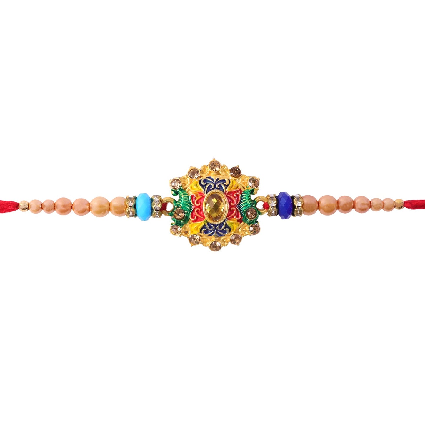 Premium Meenakari Crystal Multicolor Beads Designer Rakhi (12 Pc Set)