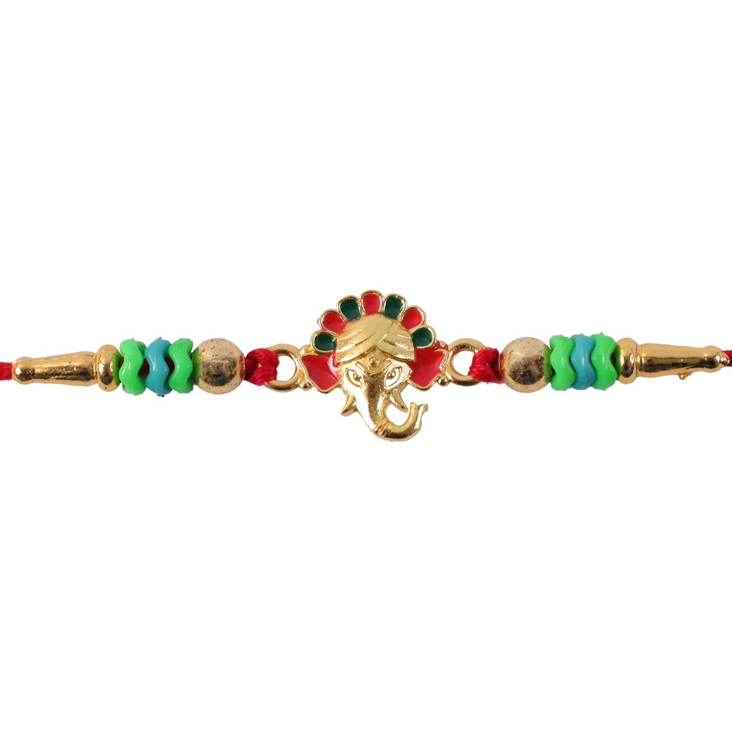 Ganesha Kundan Beaded Rakhi with Royal Crown Center Charm Design