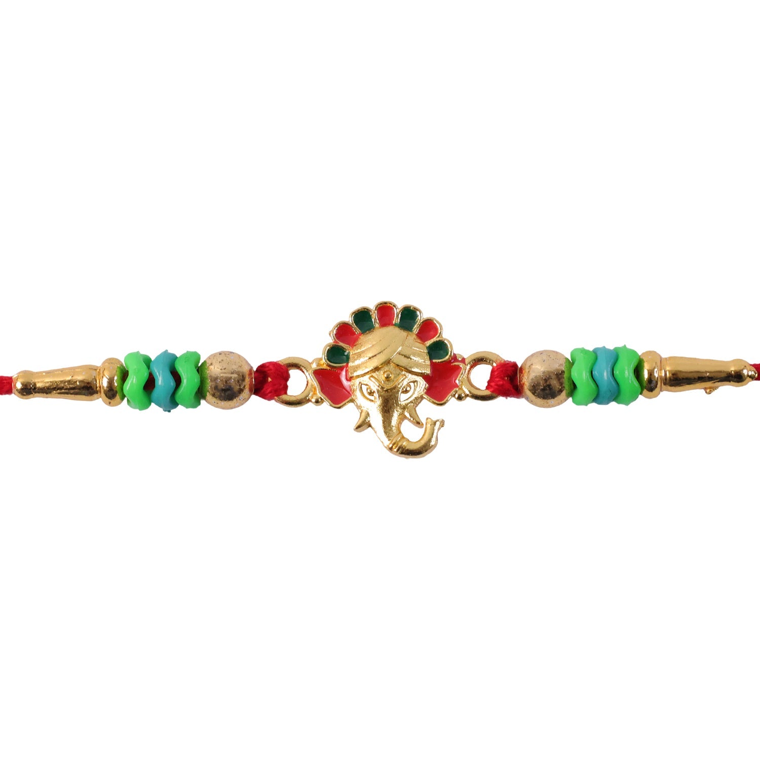 Ganesha Kundan Beaded Rakhi with Royal Crown Center Charm Design