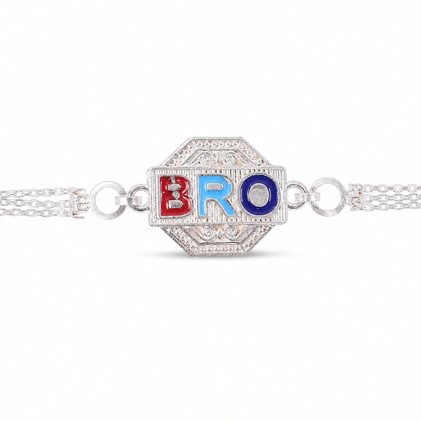 BRO Letter Stone Rakhi with Modern Chain Style Rakhi For Brother