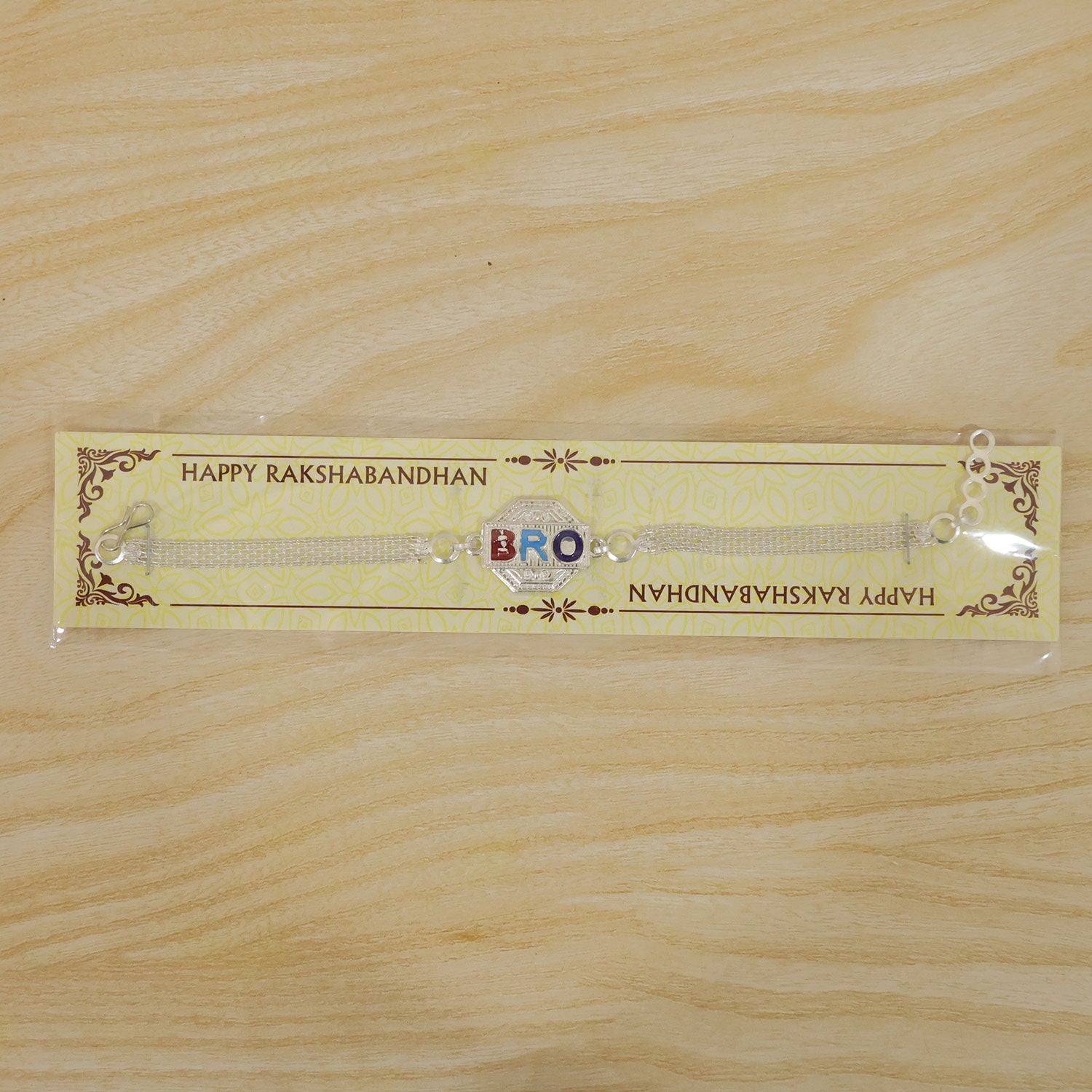 BRO Letter Stone Rakhi with Modern Chain Style Rakhi For Brother