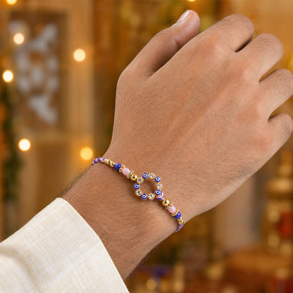 Premium Evil Eye Nazar Crystal Beads Bhai Bhabhi Rakhi Lumba Set