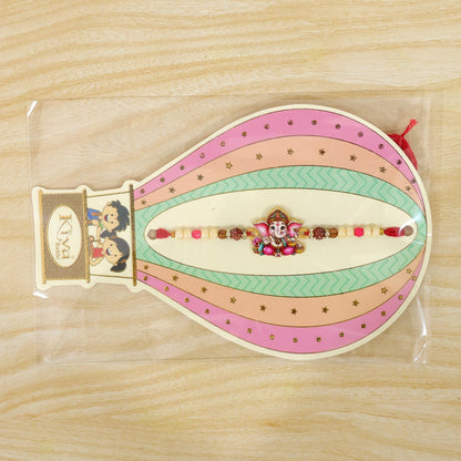 Cute Ganesha Pearl Beaded Rakhi with Playful Center Charm Design