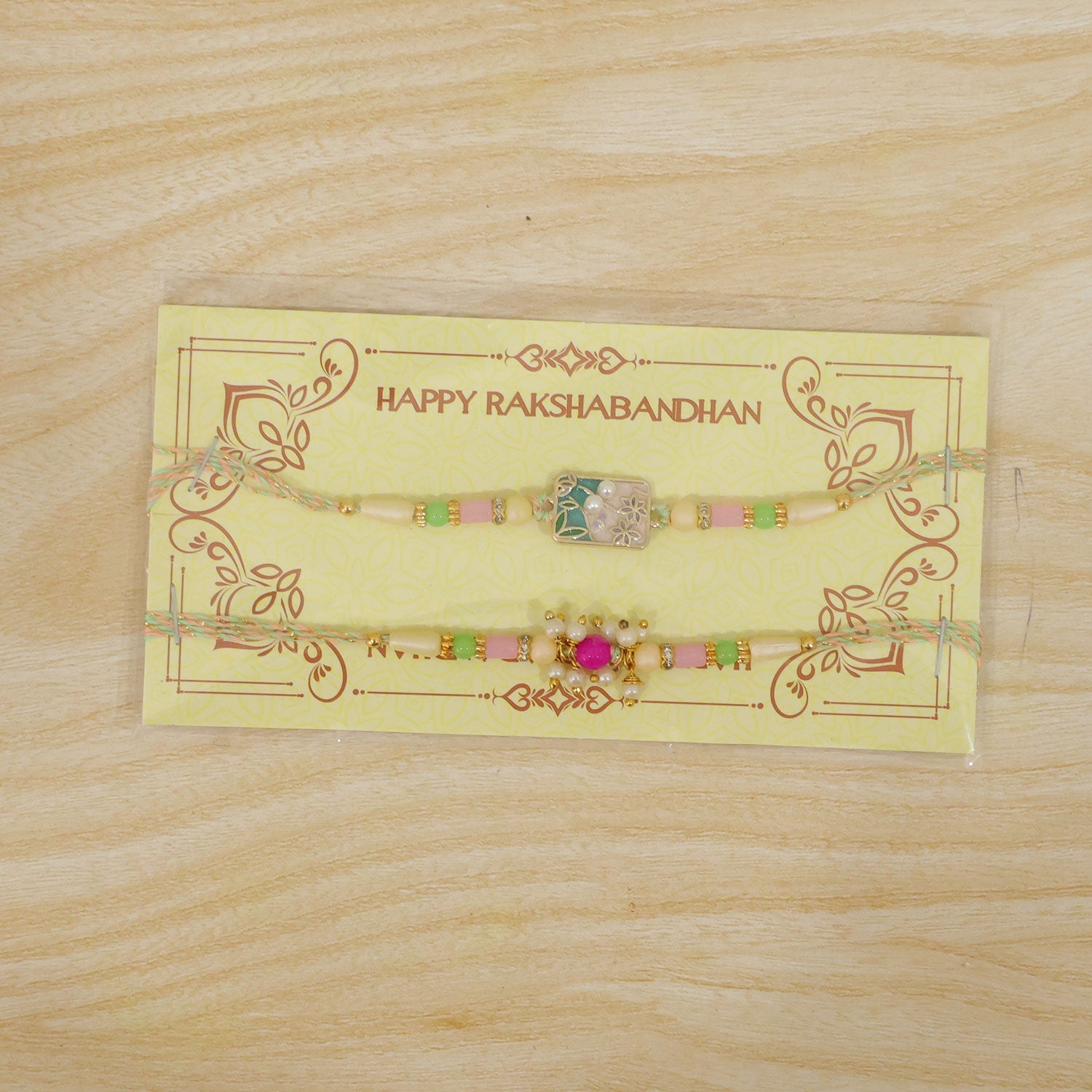 Premium Floral Bhai Bhabhi Lumba Rakhi with Pearl Hanging rakhi