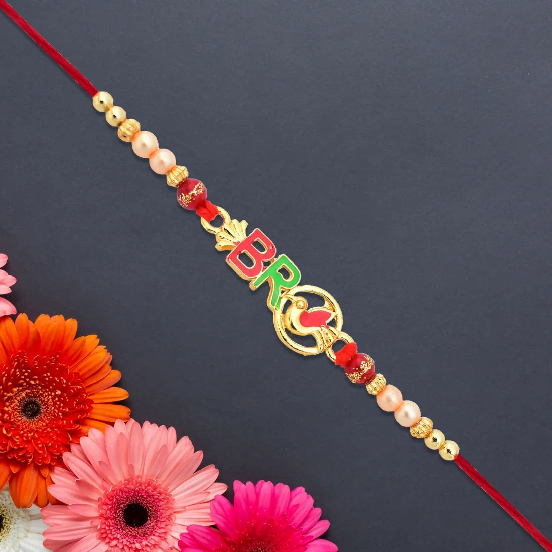 Om Symbol Beaded, Color Pop Bro & Elegant Designer Rakhi for Brother (3 Pc Set)