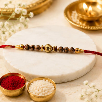 Peacock Round, Traditional Beads & Pinwheel Meenakari Rakhi for Brother (3 Pc)