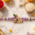 Golden Meenakari, Silver Floral & Bal Krishna Cow Rakhi for Brother (3 Pc Set)