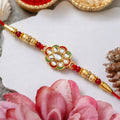 Ganesh Lotus Leaf, Kundan Floral & Stylish Sun Design Rakhi for Brother (3 Pc)