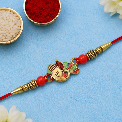 Colorful Best Bro Crown, Ganpati & Round Peacock Design Rakhi for Brother (3 Pc)