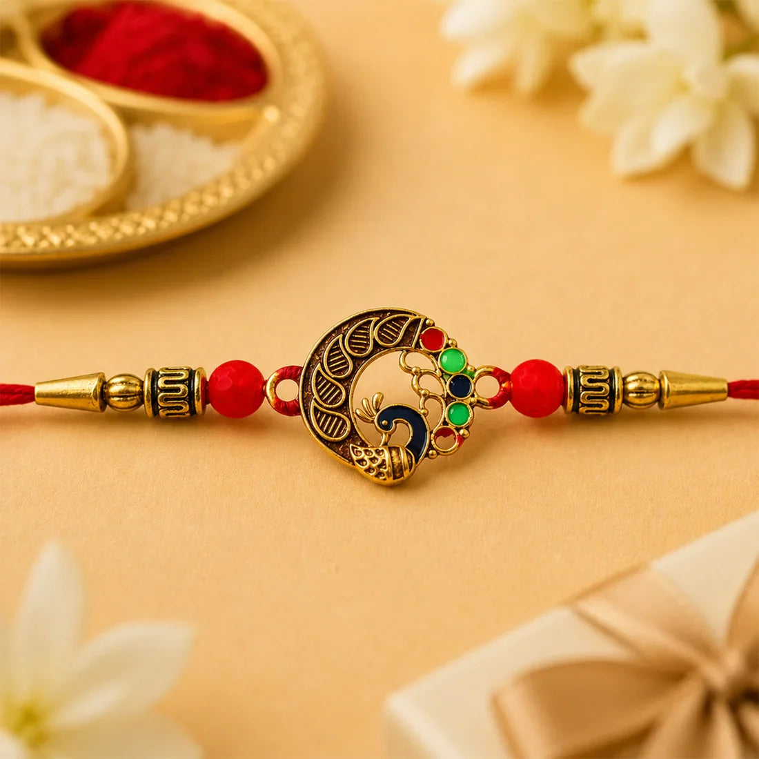 Colorful Best Bro Crown, Ganpati & Round Peacock Design Rakhi for Brother (3 Pc)
