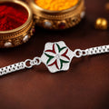 Silver Meenakari Floral, Colorful Petal & Flower Chain Rakhi for Brother (3 Pc)