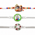 Swastik Enamel, Krishna Radha & Radha Krishna Chain Rakhi for Brother (3 Pc Set)