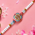 Stylish Meenakari Mandala Floral Kundan Crystal Multicolor Beads Rakhi