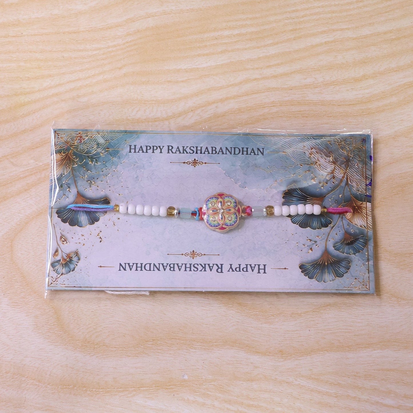 Stylish Meenakari Mandala Floral Kundan Crystal Multicolor Beads Rakhi