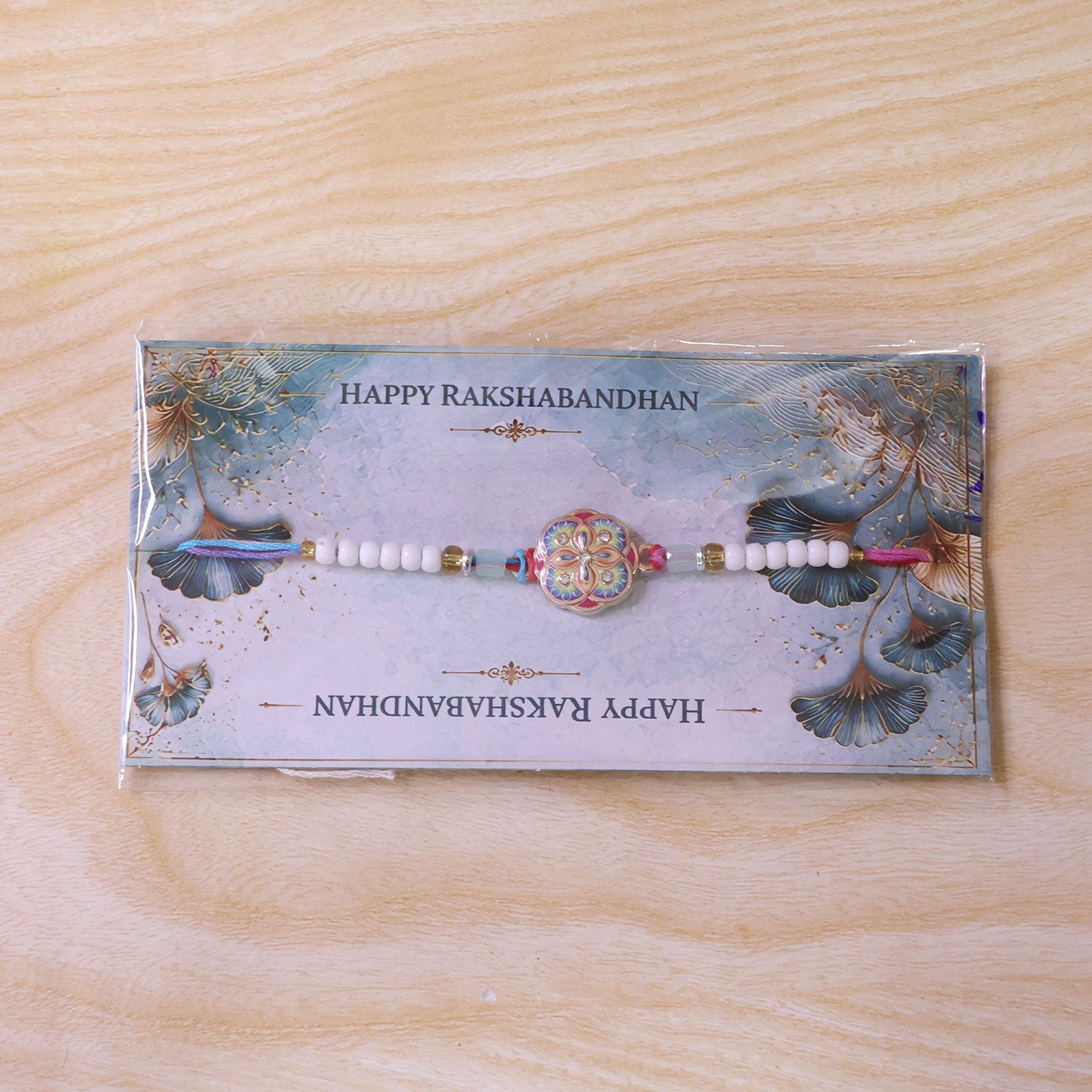 Stylish Meenakari Mandala Floral Kundan Crystal Multicolor Beads Rakhi