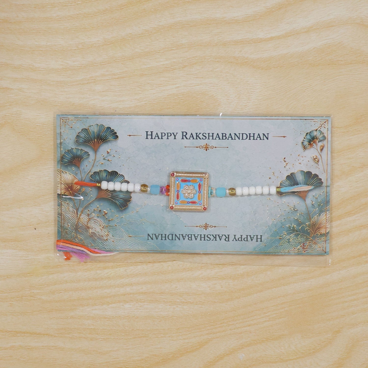 Premium Square Meenakari Enamel Crystal Stone Multicolor Beads Rakhi
