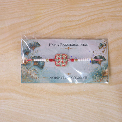 Square Nazar Evil Eye Meenakari Crystal Stone Beads Designer Rakhi