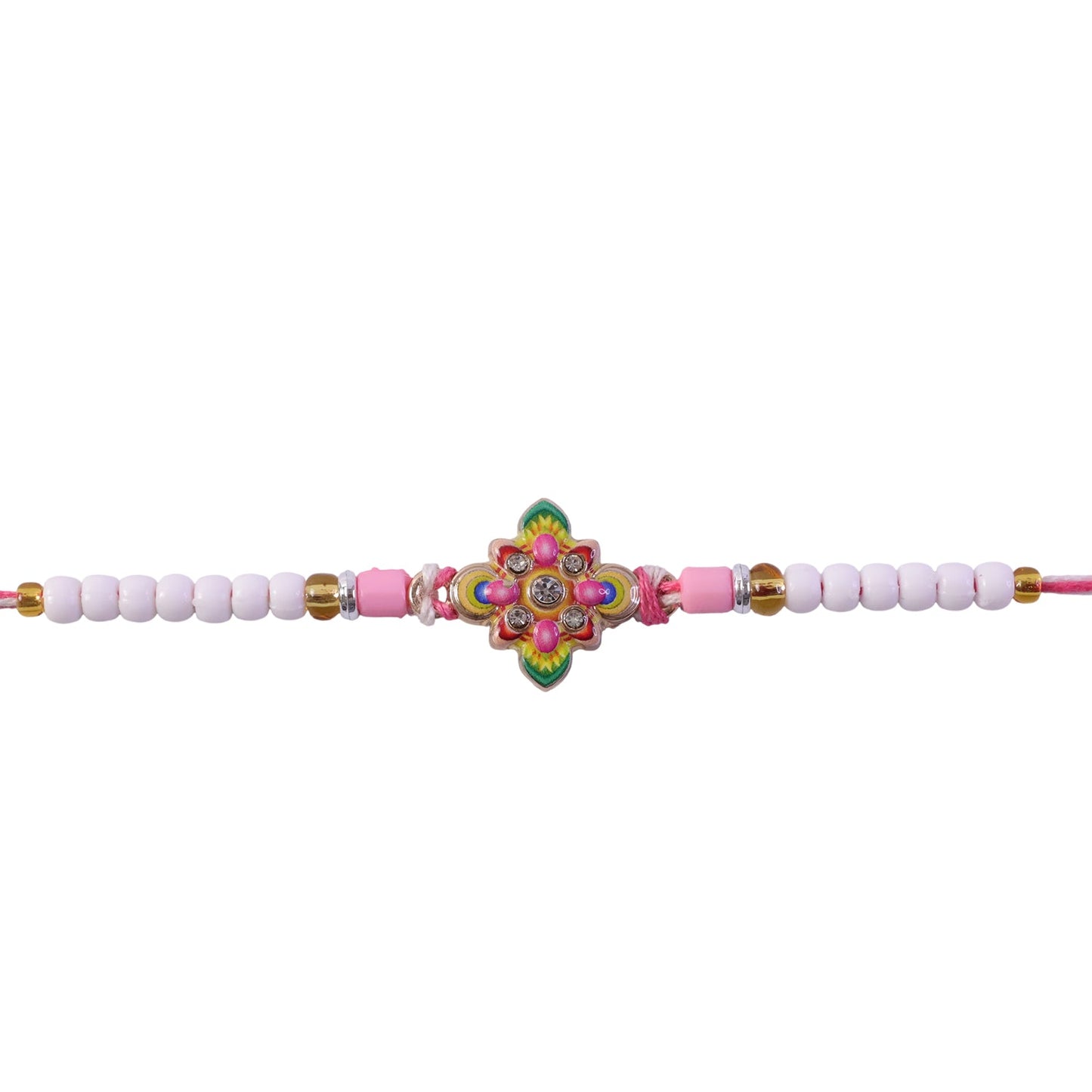 Floral Star Meenakari Enamel Crystal Stone Pearl Beads Designer Rakhi