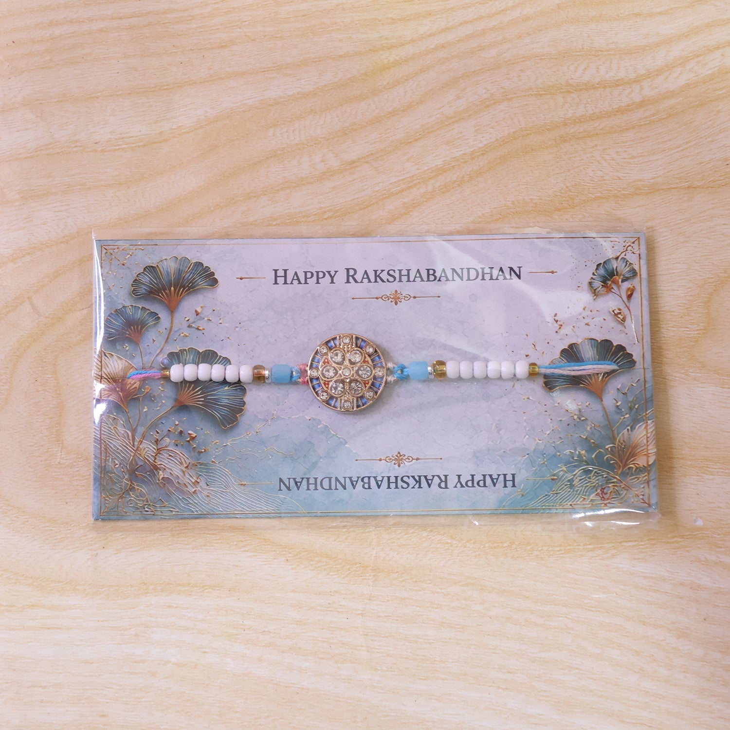 Round Meenakari Diamond Crystal Stone Pearl Beads Designer Rakhi