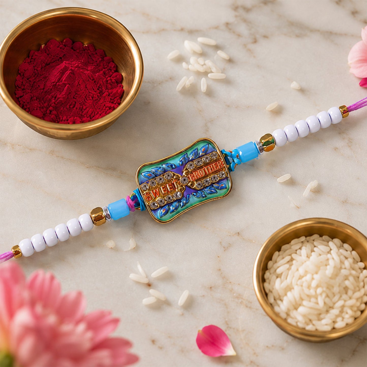 Sweet Brother Meenakari Crystal Stone Multicolor Beads Designer Rakhi