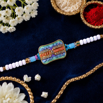 Sweet Brother Meenakari Crystal Stone Multicolor Beads Designer Rakhi