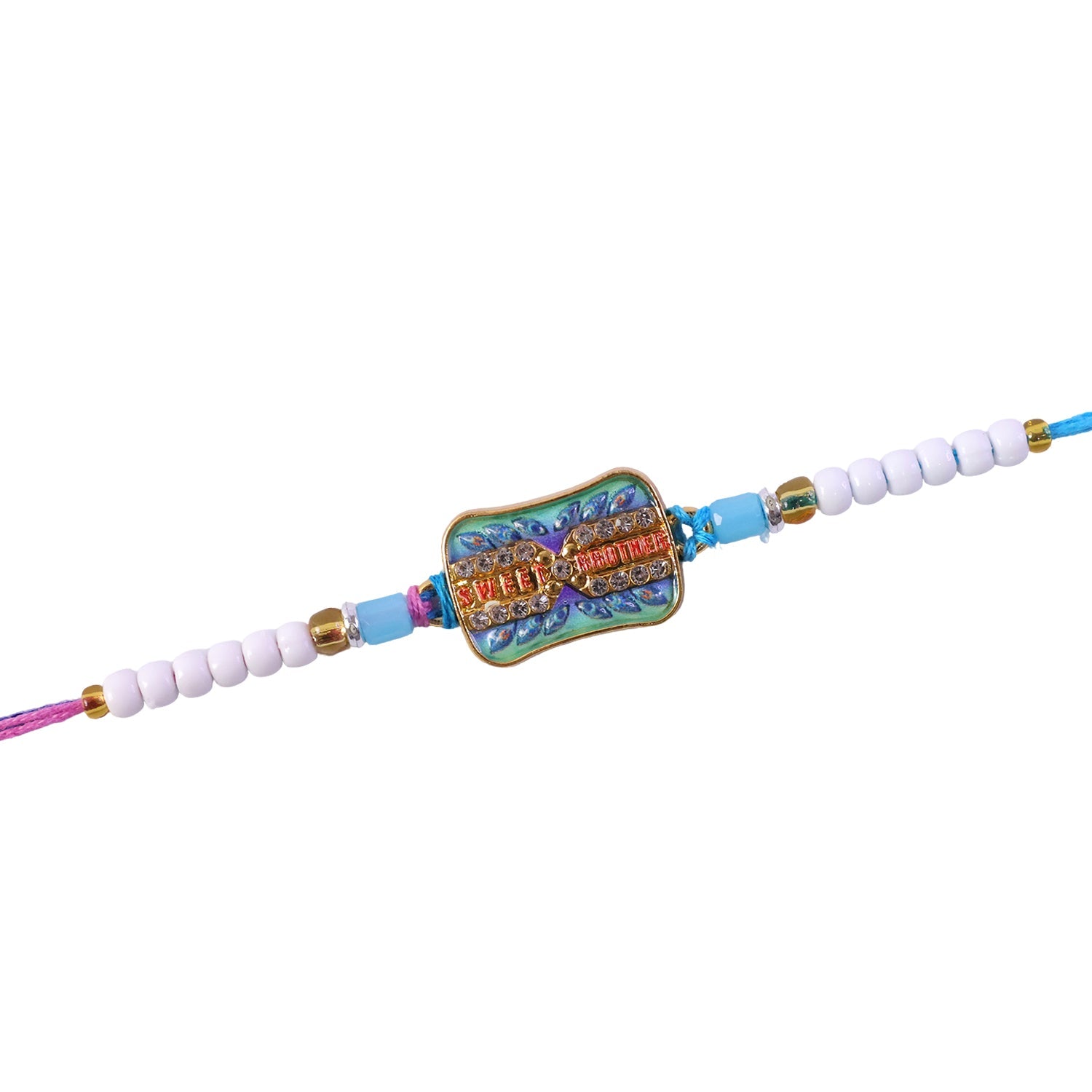 Sweet Brother Meenakari Crystal Stone Multicolor Beads Designer Rakhi