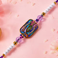 Rectangle Infinity Evil Eye Crystal Stone Multicolor Beads Designer Rakhi