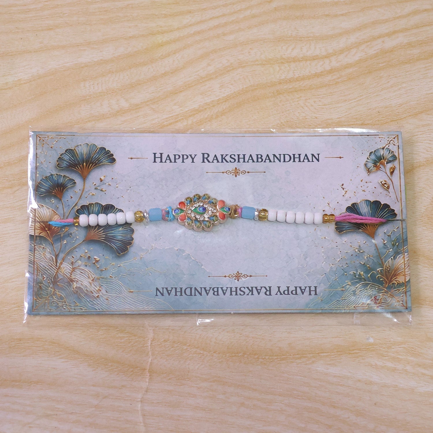Morpankh Feather Meenakari Kundan Crystal Beads Rakhi