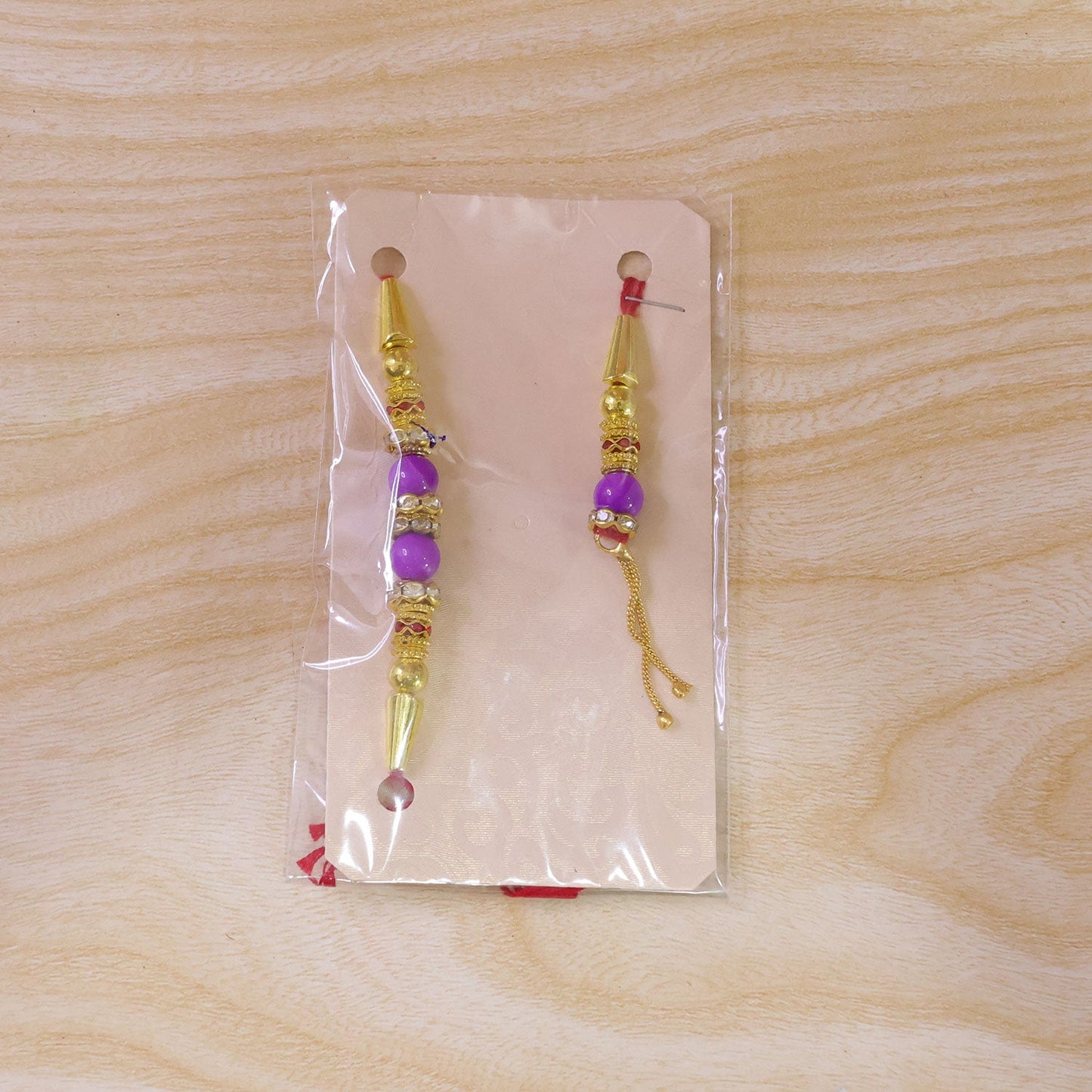 Crystal Stone Gold Beads Bhai Bhabhi Rakhi Lumba Set