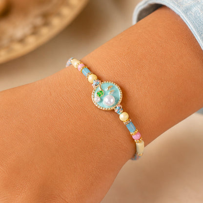 Premium Round Enamel Pearl Beads Bhai Bhabhi Rakhi Lumba Set