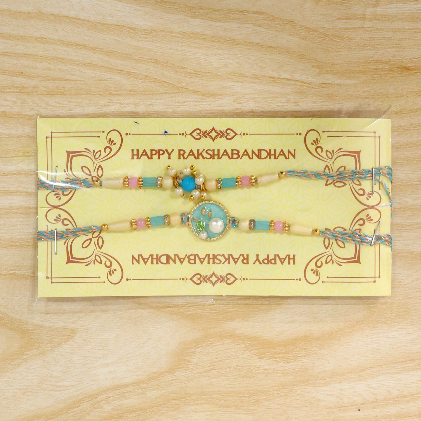 Premium Round Enamel Pearl Beads Bhai Bhabhi Rakhi Lumba Set