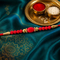 Stylish Stone Golden Oval Bead Crystal Ring Simple Traditional Rakhi