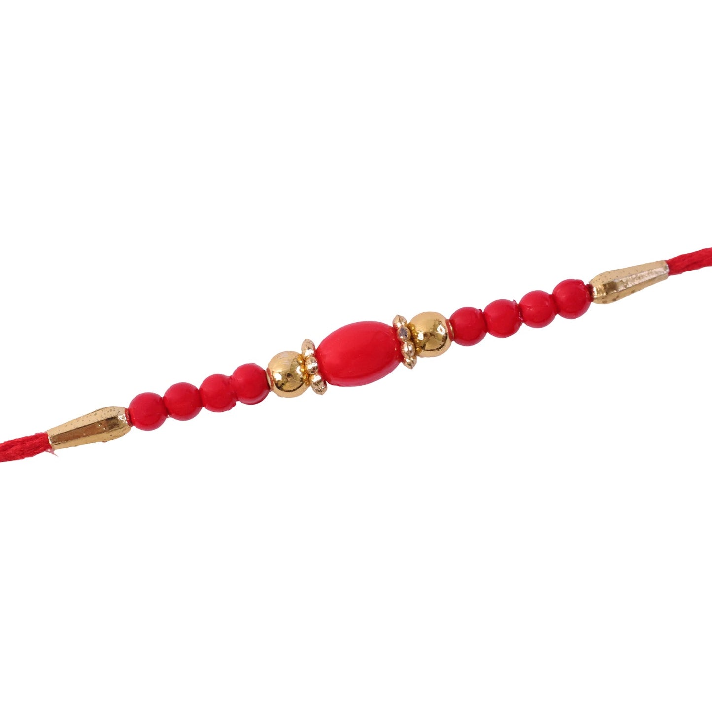 Stylish Stone Golden Oval Bead Crystal Ring Simple Traditional Rakhi