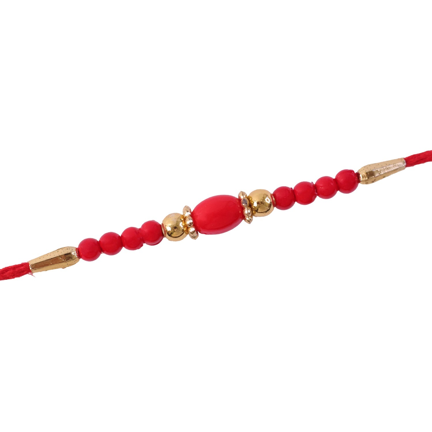 Stylish Stone Golden Oval Bead Crystal Ring Simple Traditional Rakhi