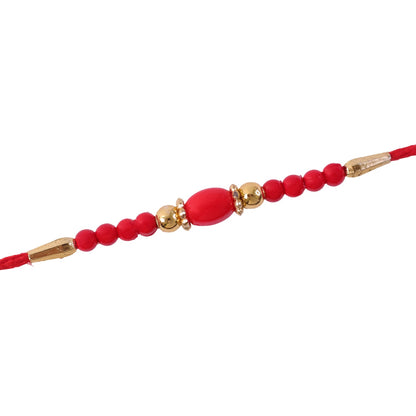 Stylish Stone Golden Oval Bead Crystal Ring Simple Traditional Rakhi