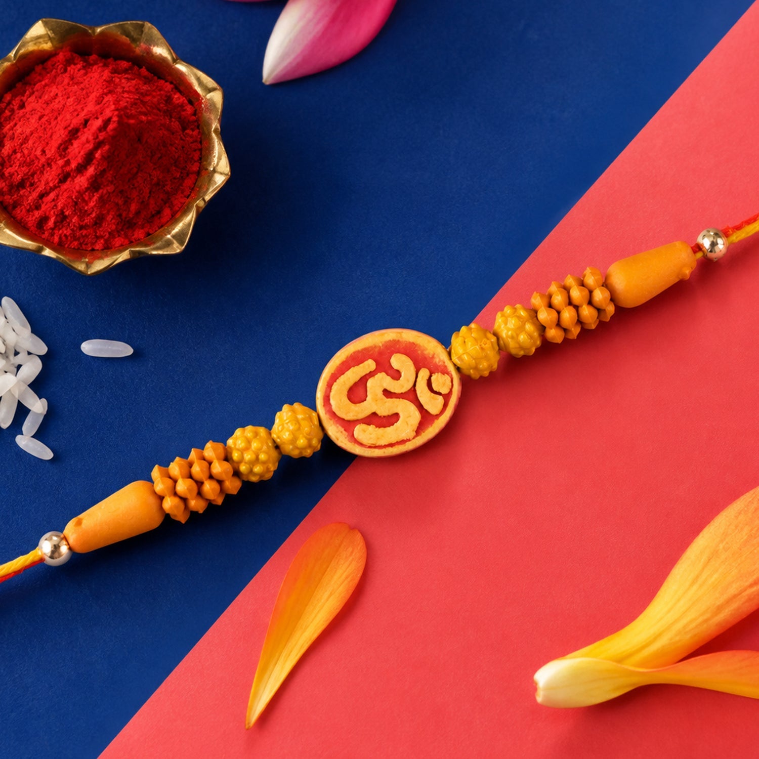 Divine Om Designer Rakhi with Golden Beads for Brother