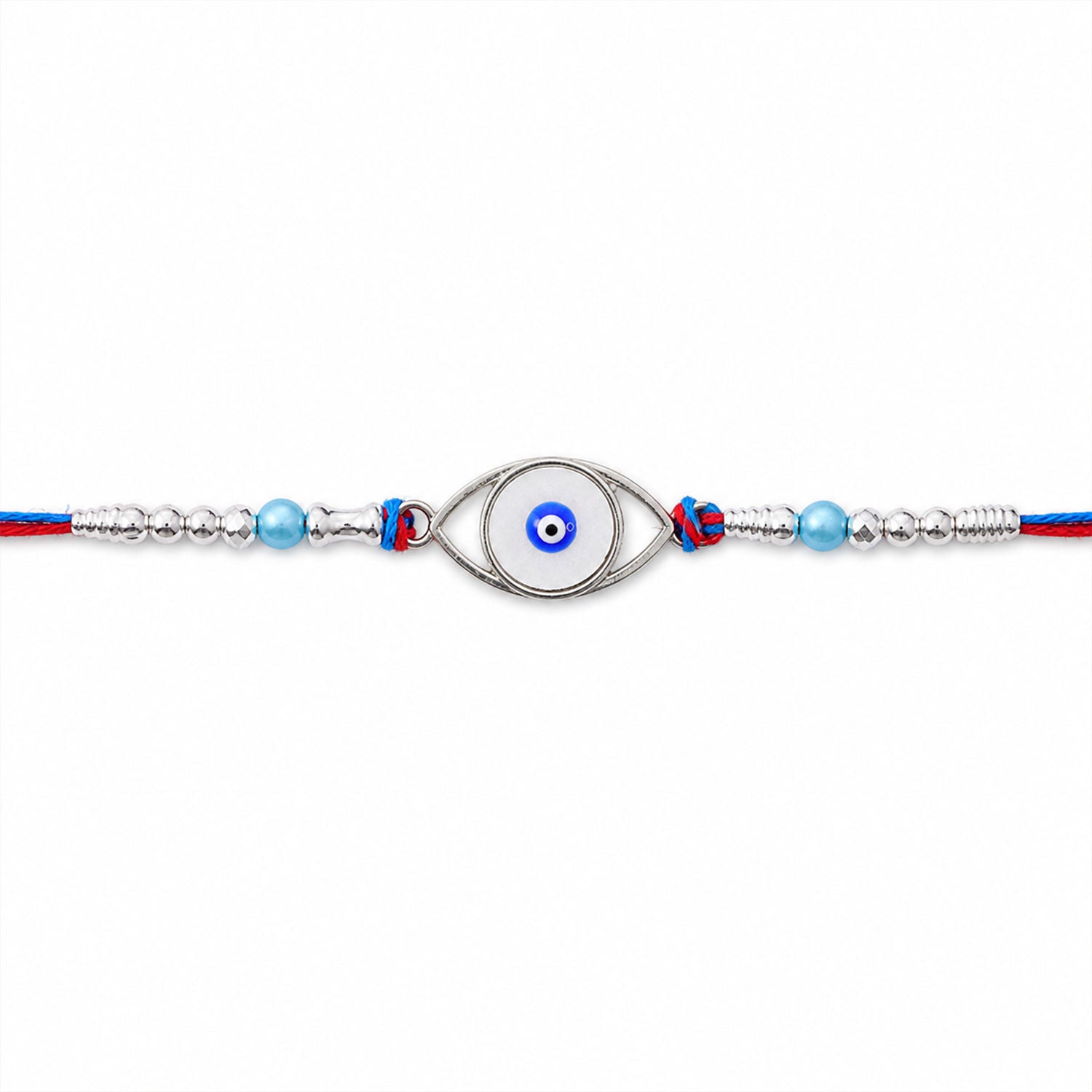 Nazar Evil Eye Oval Frame Antique Crystal Pastel Beads Rakhi