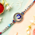 Circular Design Nazar Evil Eye Studded Crystal Turquoise Beads Rakhi