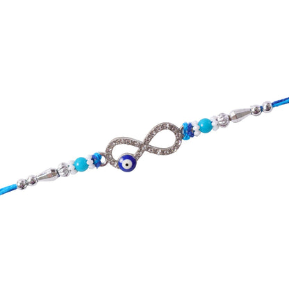 Infinity Symbol Nazar Evil Eye Crystal Stone Turquoise Beads Rakhi