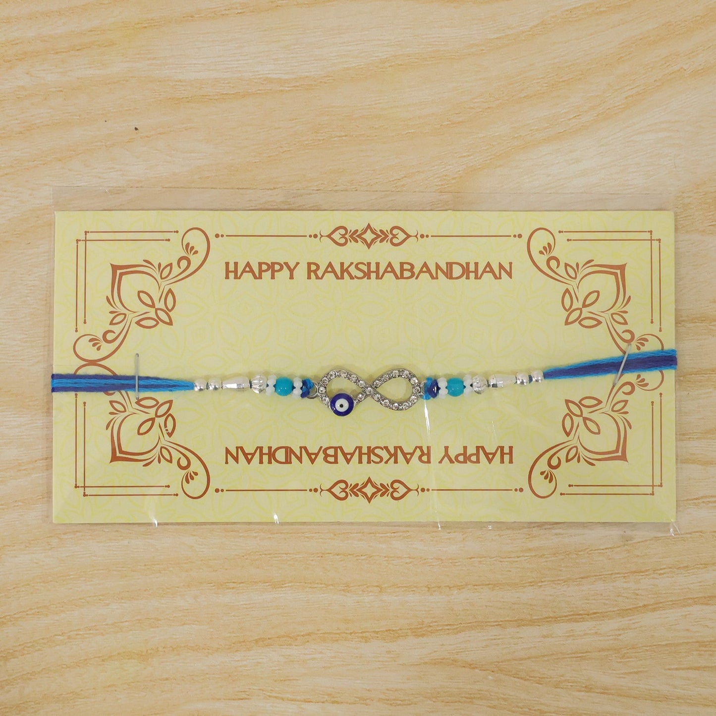 Infinity Symbol Nazar Evil Eye Crystal Stone Turquoise Beads Rakhi