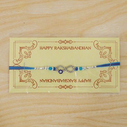 Infinity Symbol Nazar Evil Eye Crystal Stone Turquoise Beads Rakhi
