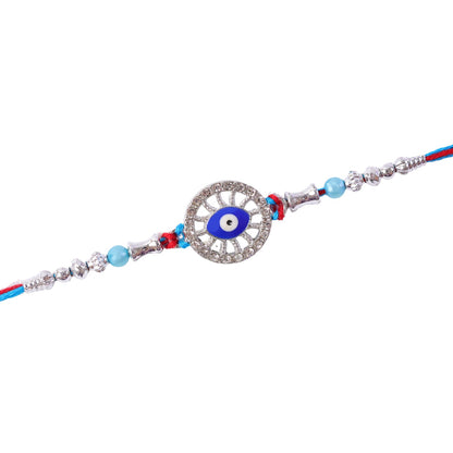 Round Chakra Nazar Evil Eye Crystal Stone Pastel Beads Rakhi