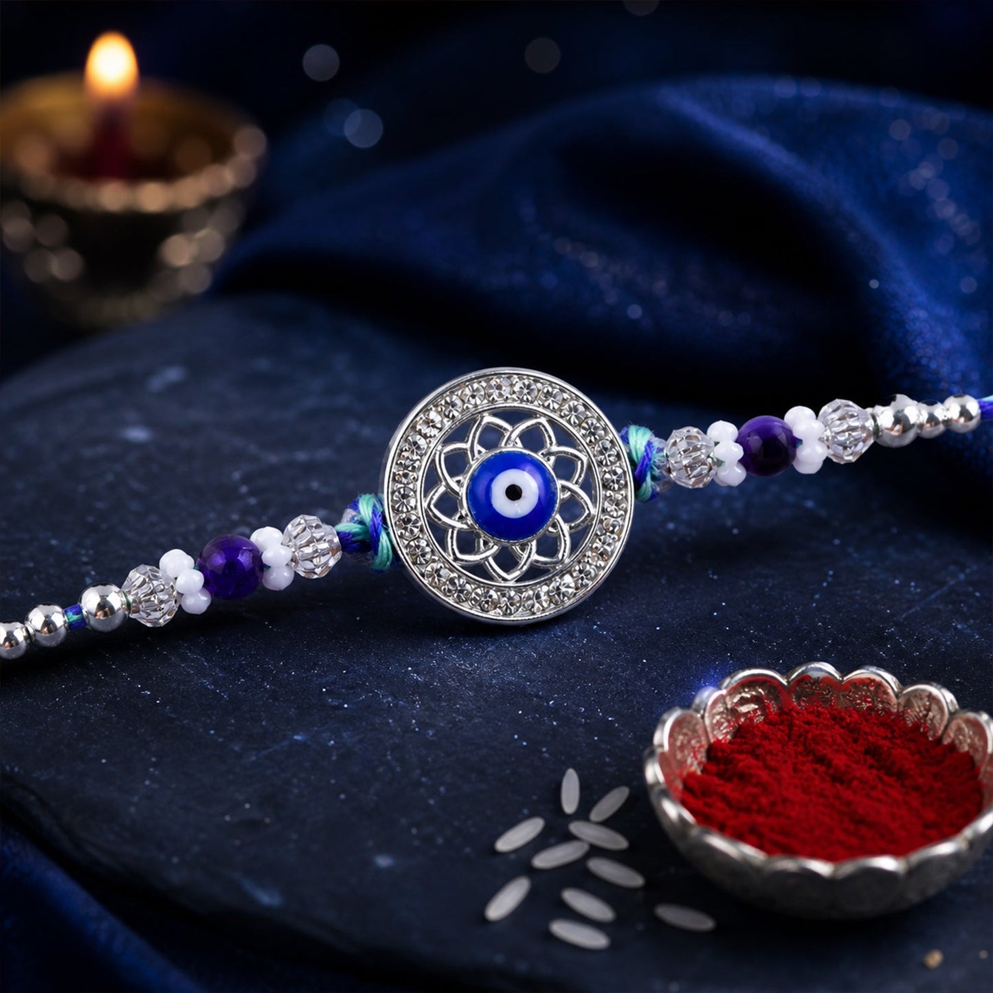 Antique Round Design Nazar Evil Eye Motif Rakhi for Raksha Bandhan