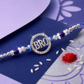 Bro Round Circle Frame Studded Crystal Amethyst Floral Beads Rakhi