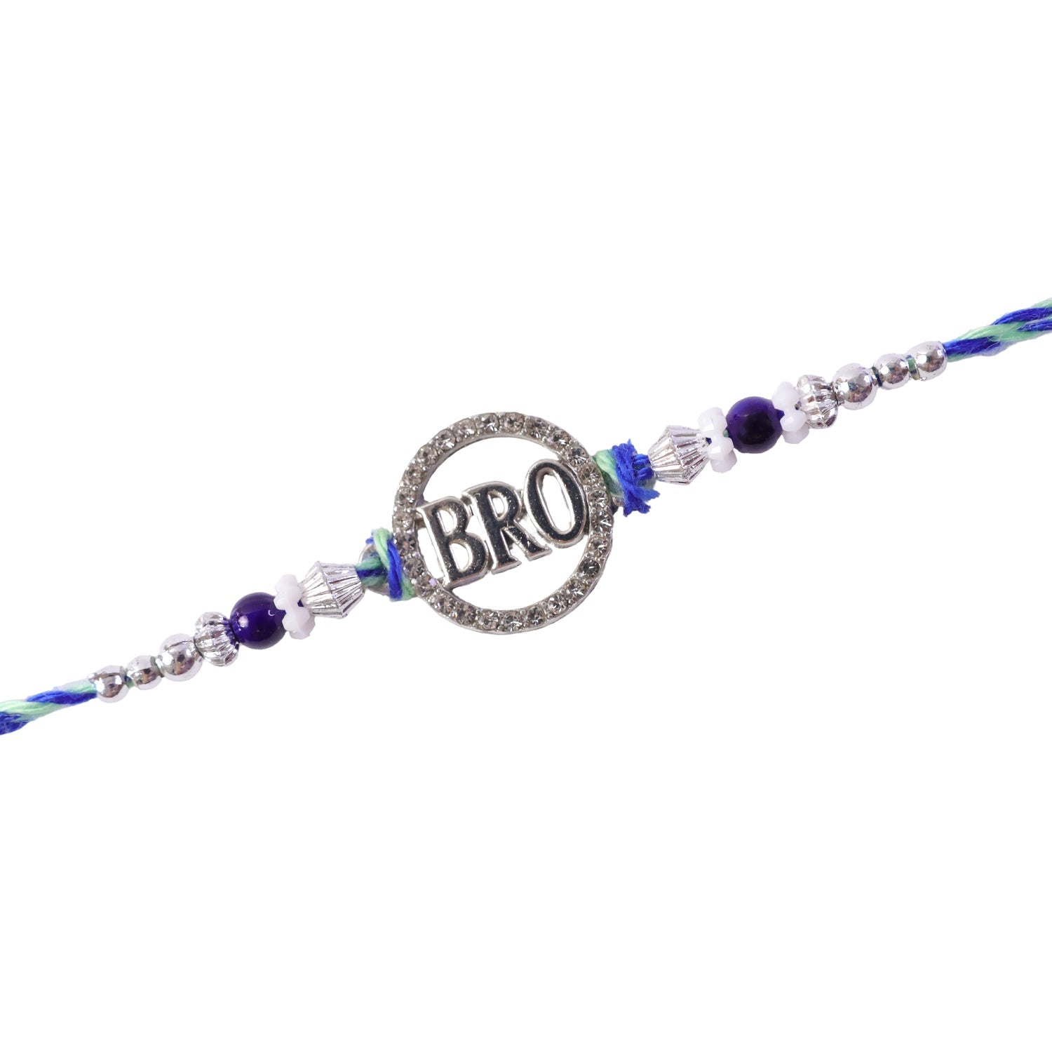 Bro Round Circle Frame Studded Crystal Amethyst Floral Beads Rakhi