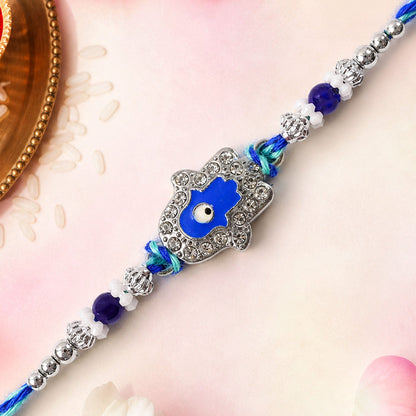 Designer Evil Eye Charm Rakhi with Studded Beads 
