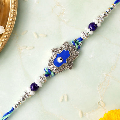 Designer Evil Eye Charm Rakhi with Studded Beads 